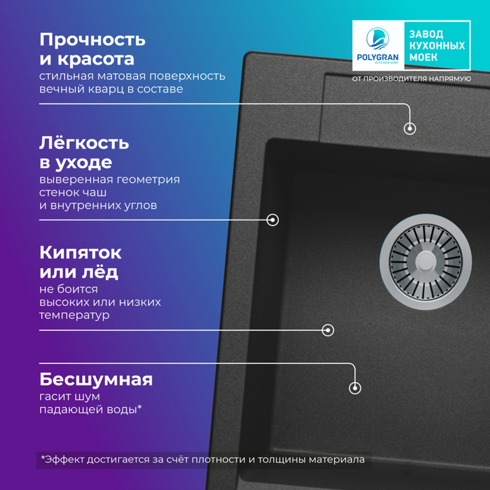 Мойка TOLERO R-117 черный №911