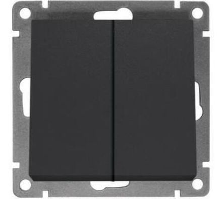 Выключатель двухклавишный "UNIVersal" серия "Афина", с/у, 10А, 220В, графит (еврослот) (HU2330)