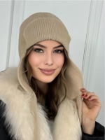 шапка ушанка осенняя-зимняя вязаная с ушками
