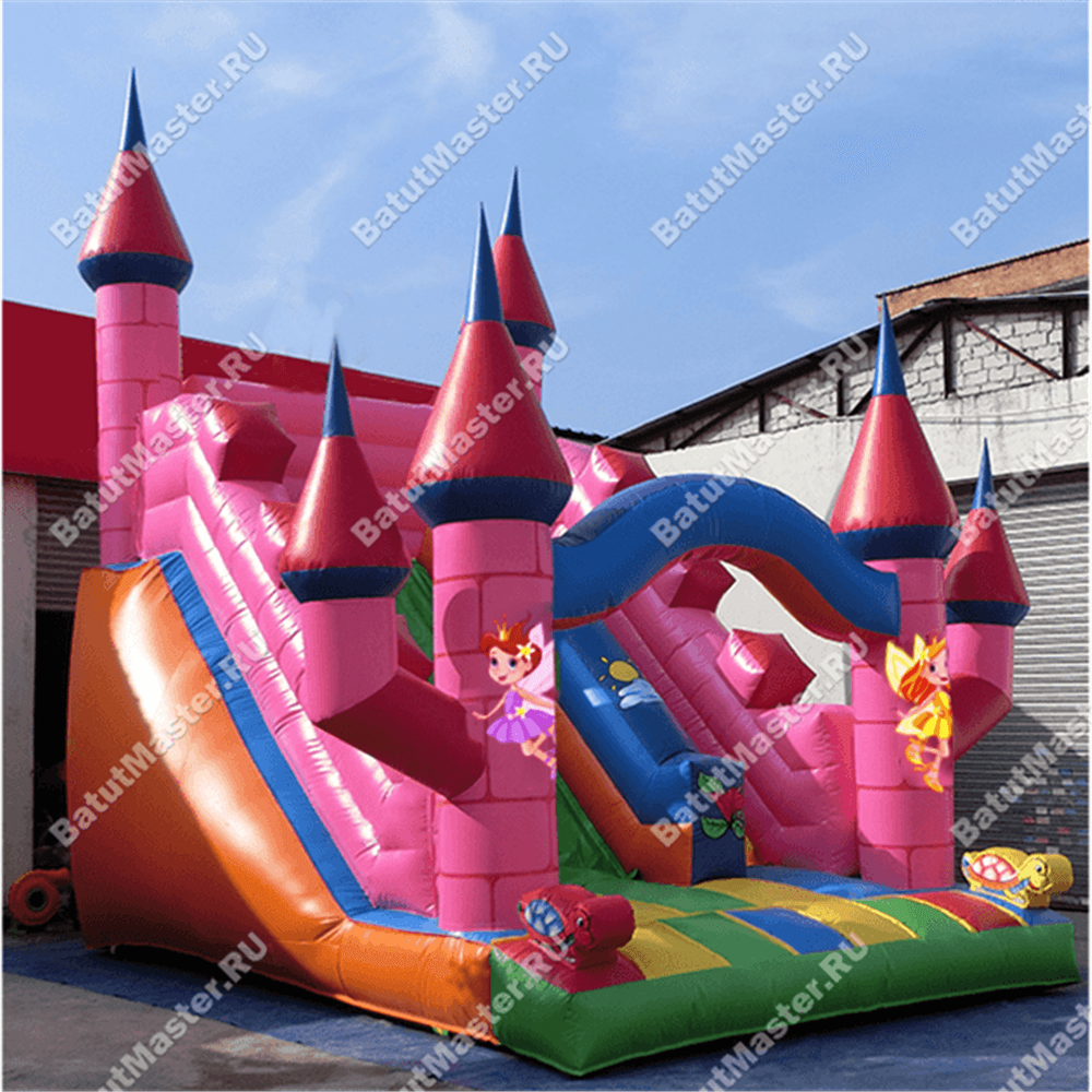 Надувная горка "Розовая крепость"