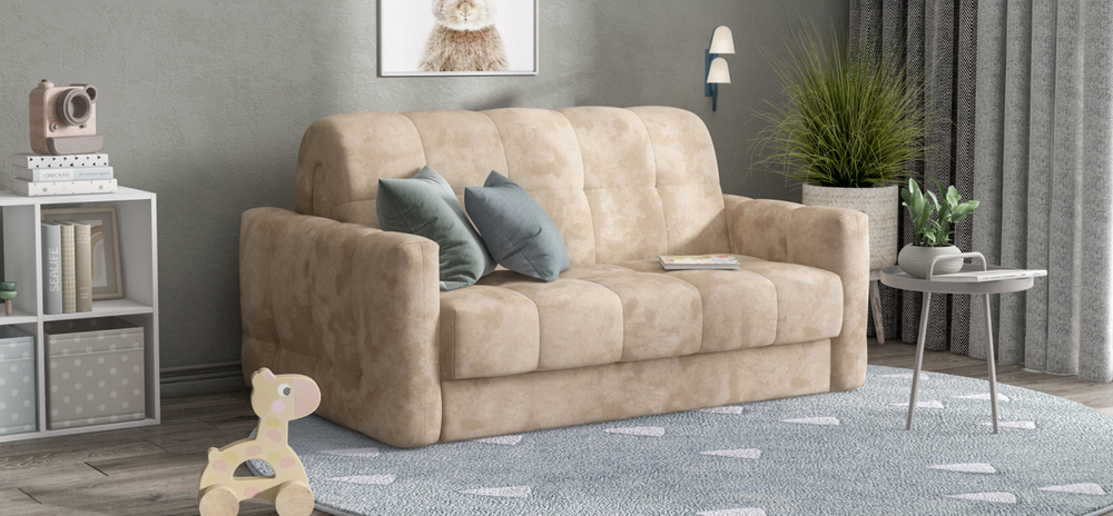 Диван Босс Слип 140 Велюр Алькантара пепел