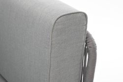 "Канны" угловой модуль плетеный из роупа, каркас алюминий белый шагрень, роуп светло-серый круглый, ткань светло-серая