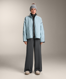 OYSHO Брюки прямого кроя с ребристой отделкой и модала, асфальтовый