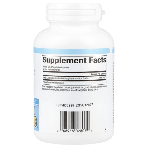 Natural Factors, ацетил L-карнитин, 500 мг, 120 вегетарианских капсул
