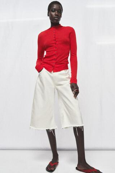 ZARA КАРДИГАН ИЗ СВЕРХТОНКОГО ТРИКОТАЖА, КРАСНЫЙ