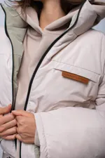 Пуховик Alexandra Talalay Short двухсторонний AW016 бежевый/пыльно-зеленый