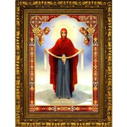 Покров Пресвятой Богородицы. Икона на холсте.