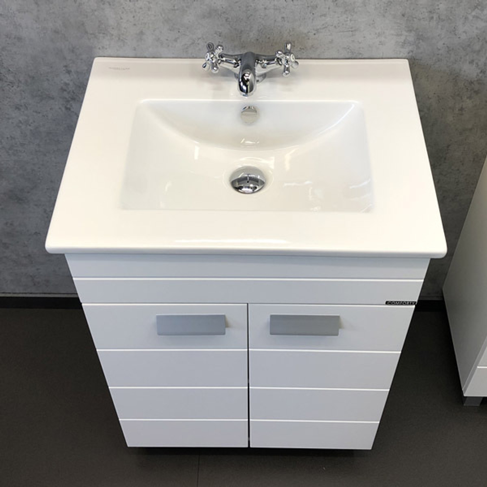 Тумба-умывальник Comforty Модена 60М белая с раковиной Quadro 60
