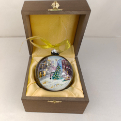 Шар новогодний с круговой росписью Палех "Москва. Арбат" в футляре