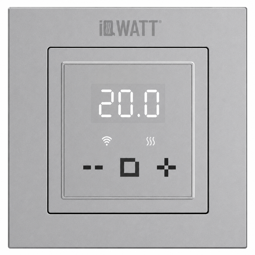 Регулятор температуры пола и воздуха IQWATT 400428 16А 220В, программируемый, металлик, Wi-Fi, 45х45 (55х55) мм, IQ D