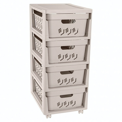 Комод на колесах deluxe, 4 ящика, 300х385х690 мм (светло-бежевый)
