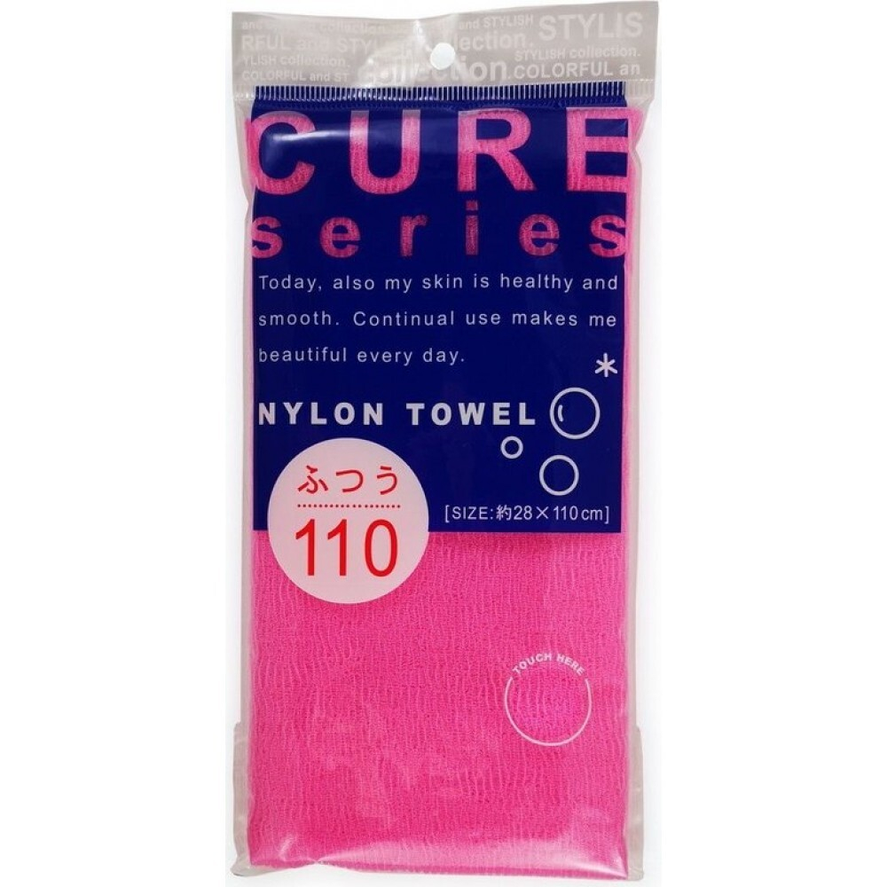 Мочалка для тела средней жесткости розовая 28х110 см Ohe Cure Nylon Towel Regular Pink