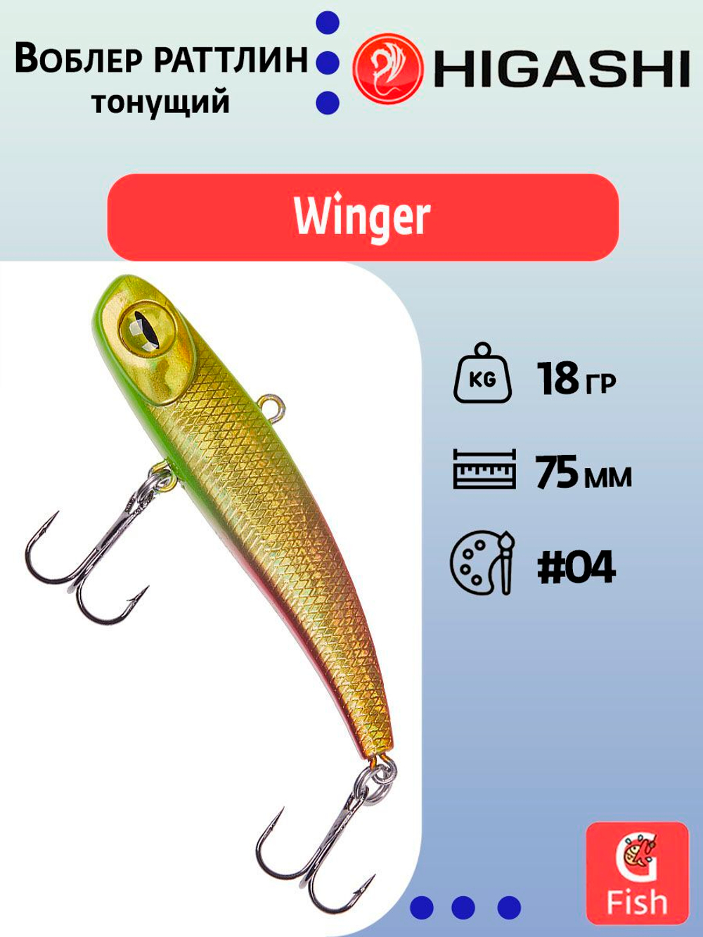 Раттлин HIGASHI Winger 130mm 42g #03