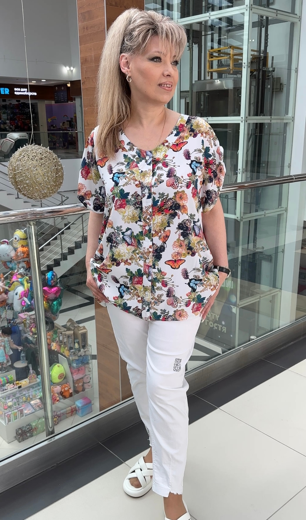 Летний цветной блузон-туника на большие размеры