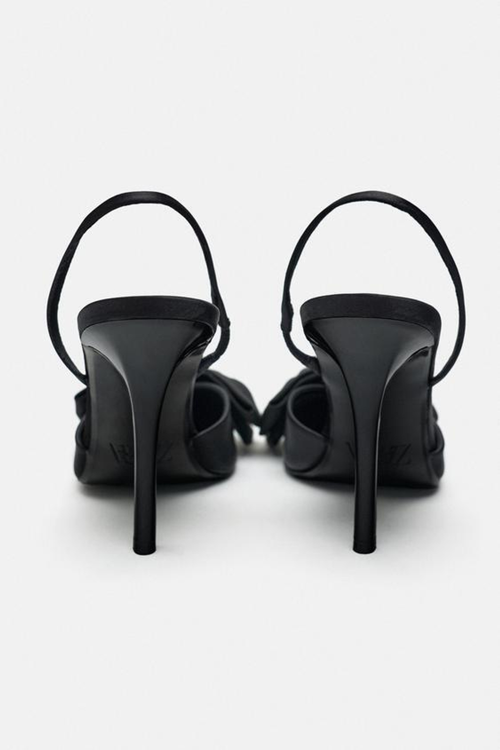ZARA ТУФЛИ НА ВЫСОКОМ КАБЛУКЕ С БАНТОМ, ЧЕРНЫЙ