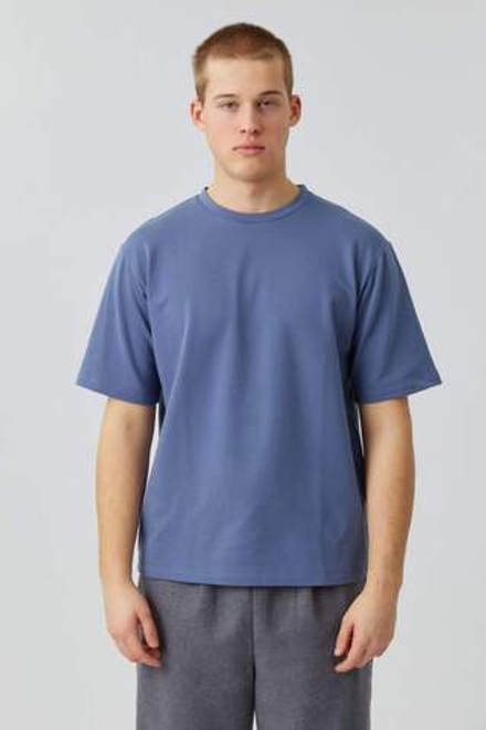 Футболка прямого кроя сине-серого цвета