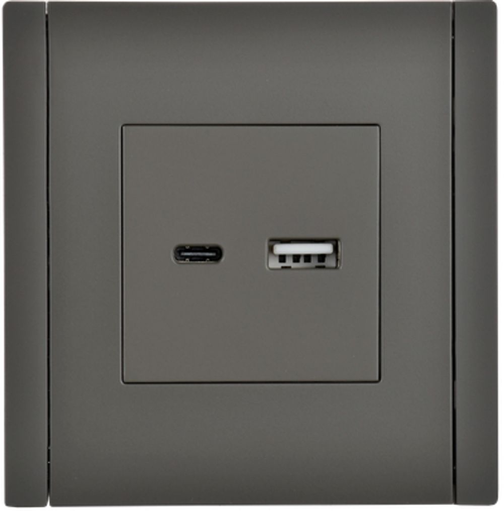 FORTE&PIANO Розетка USB A+C 18Вт FP351 серый IEK