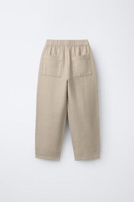 ZARA БРЮКИ ПРЯМОГО КРОЯ, БЕЖЕВЫЙ