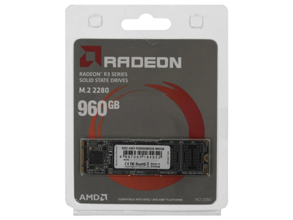 SSD накопитель AMD Radeon R3MS0960G8 960 ГБ, M.2 2280, SATA III, [R3MS0960G8]
