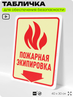 Табличка для обеспечения безопасности "Пожарная экипировка", для офиса, по охране труда для предприятия, организаций, 40х30 см, Silver Plane x Айдентика Технолоджи