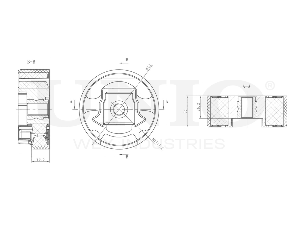 Опора двигателя задняя верхняя UNIO RMP-15016