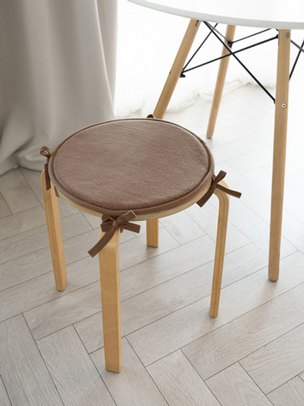 Подушка на стул DeNASTIA мемори круглая D35, 100%ПЭ, бежевый