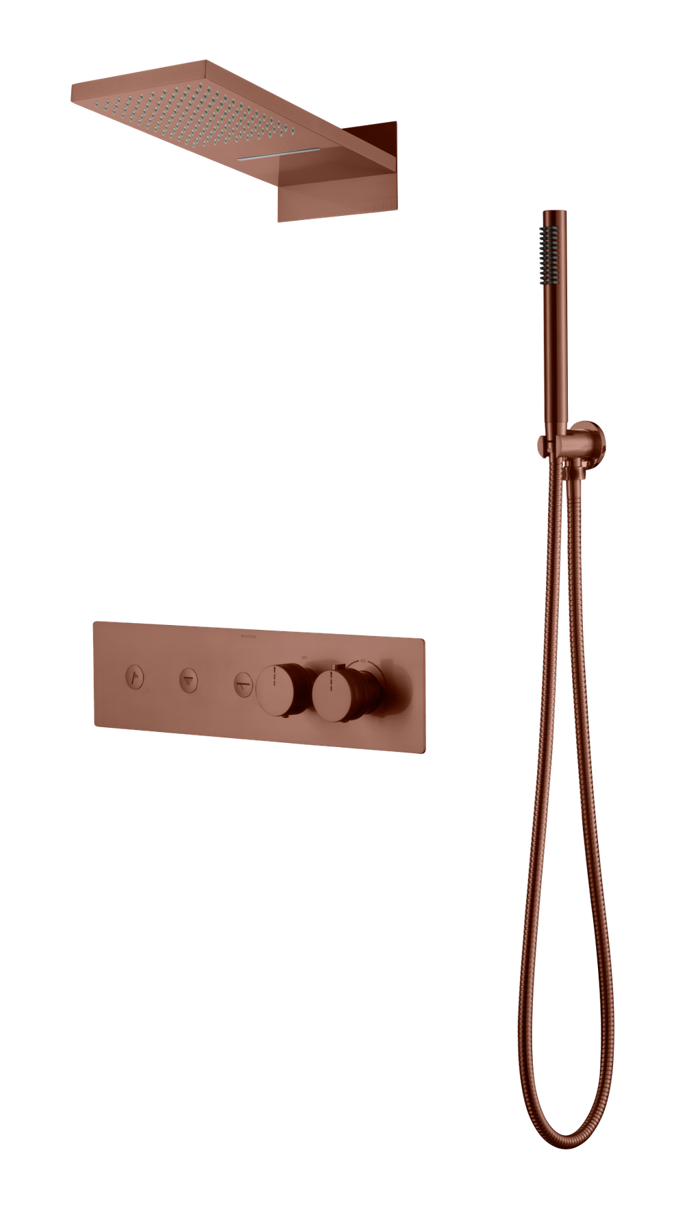 Встроенная душевая система FUSION с термостатом, трехпозиционная BRUSHED BRONZE