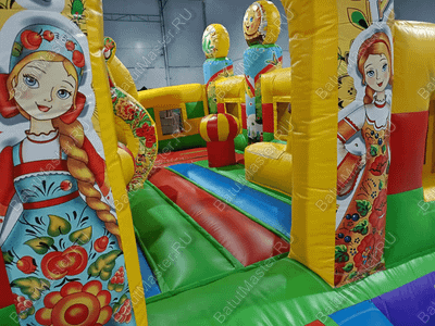 Коммерческий надувной батут "Русские сказки", 5x5x3.5 м.