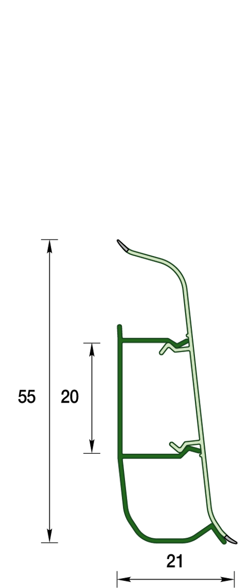 Плинтус напольный ПВХ "Деконика", 432 Дуб платиновый 2200х55х21 мм