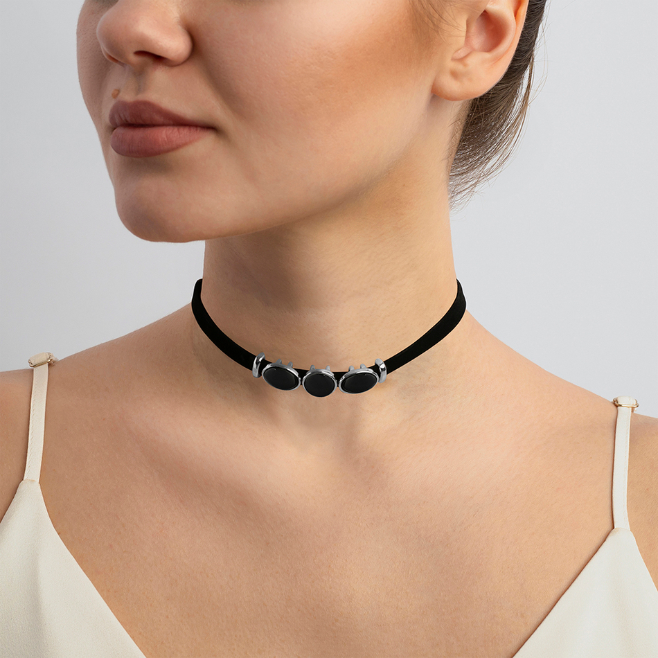 Чокер Possebon Pearl Black Agate B0207.4 BW/S
