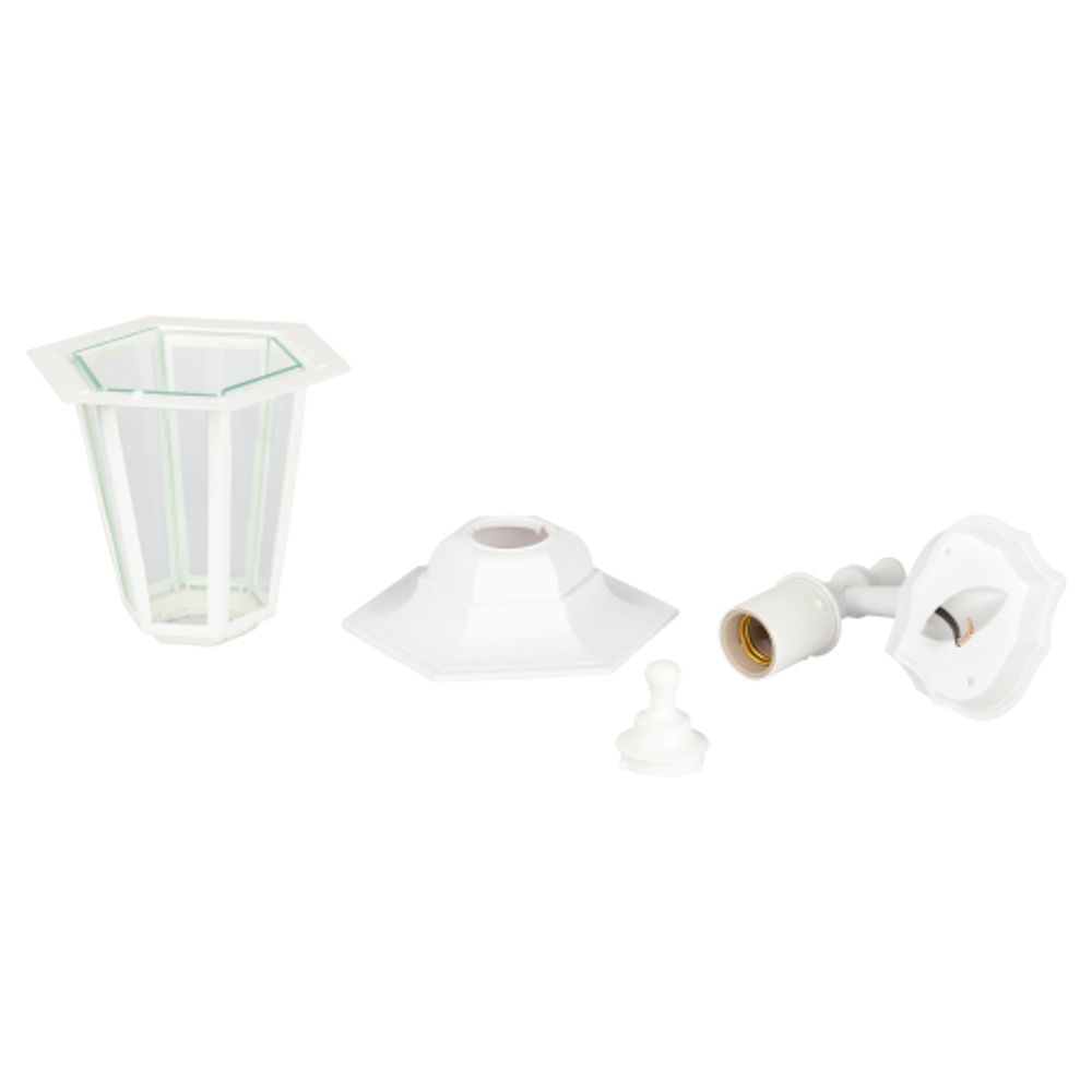 Садово-парковый светильник ЭРА НБУ 06-60-001 белый 6 гранный настенный IP44 Е27 max60Вт