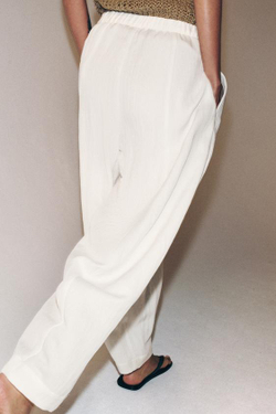 ZARA БРЮКИ BARREL — ZW COLLECTION, ЖЕЛТОВАТО-БЕЛЫЙ