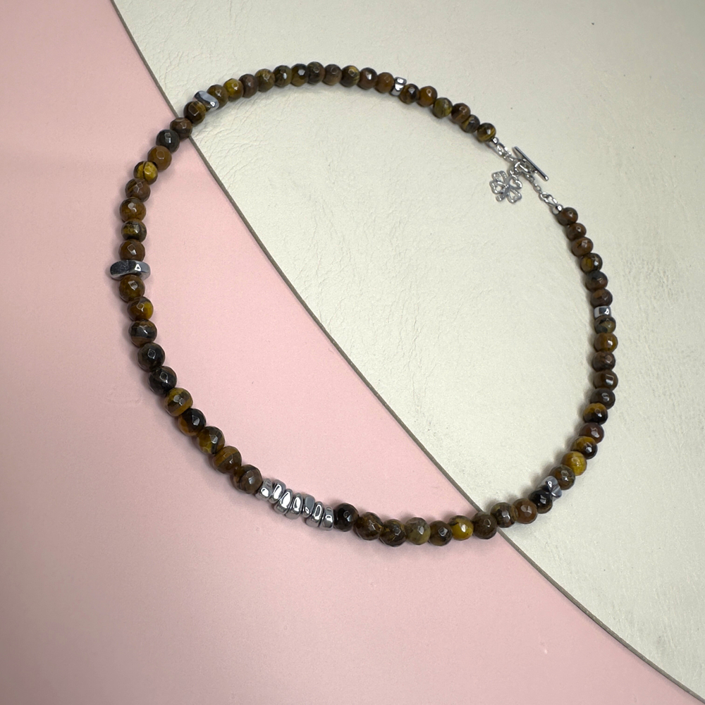 Чокер с тигровым глазом «Тигровый клевер»