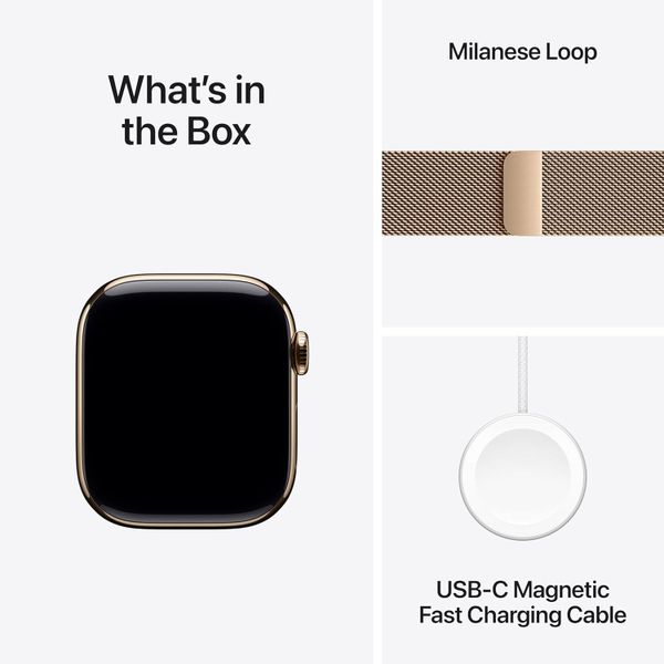 Умные часы Apple Watch Series 11 42 мм из титана золотого цвета, миланский сетчатый браслет золотого цвета