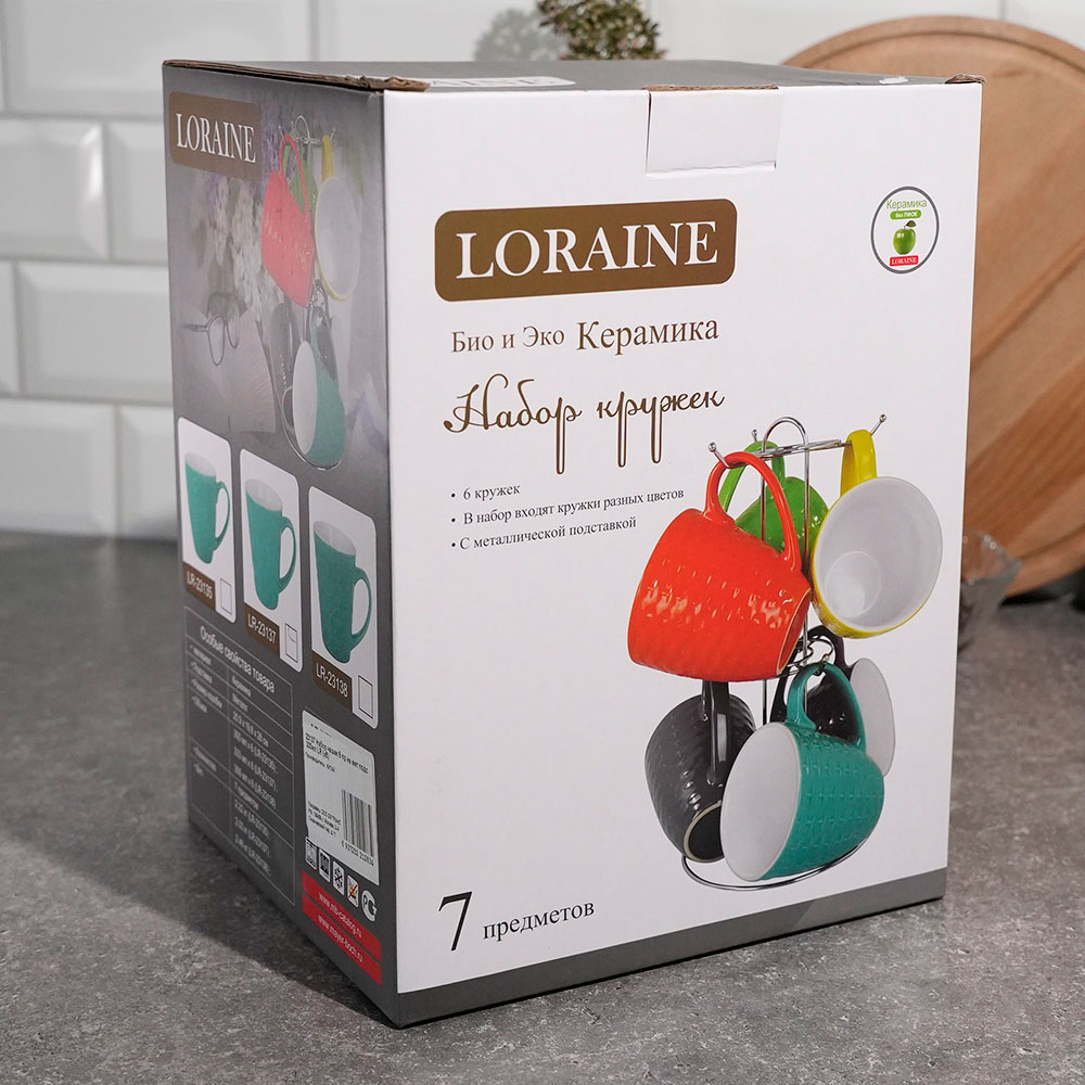 Набор кружек 6 предметов 300мл на подставке, LR 23137