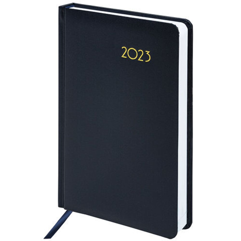 Ежедневник датированный 2023 А5 138x213 мм BRAUBERG "Select", балакрон, темно-синий, 114055