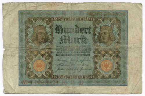 Банкнота Германия 100 марок 1920 год М-11093321. VG