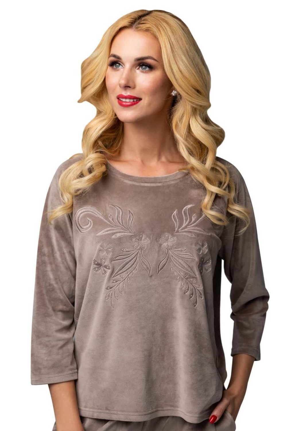 Спортивный костюм с объёмной вышивкой (Размер: XL) (Цвет: бежевый)