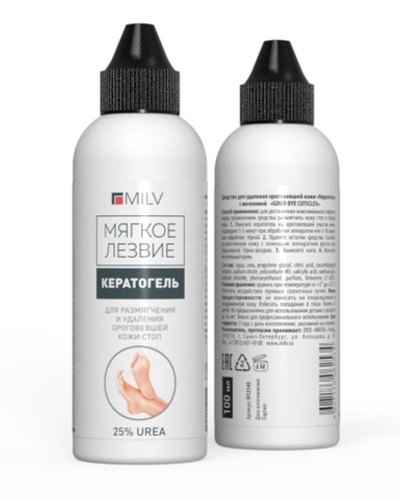 Кератогель с мочевиной для ног MILV «GOOD BYE CUTICLES» 100 мл