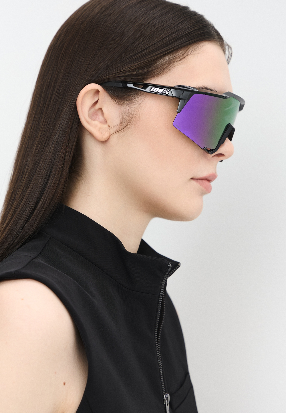 Спортивные очки с диоптриями 100% SPEEDCRAFT Polished Black - HiPER Lavender Mirror Polarized Lens