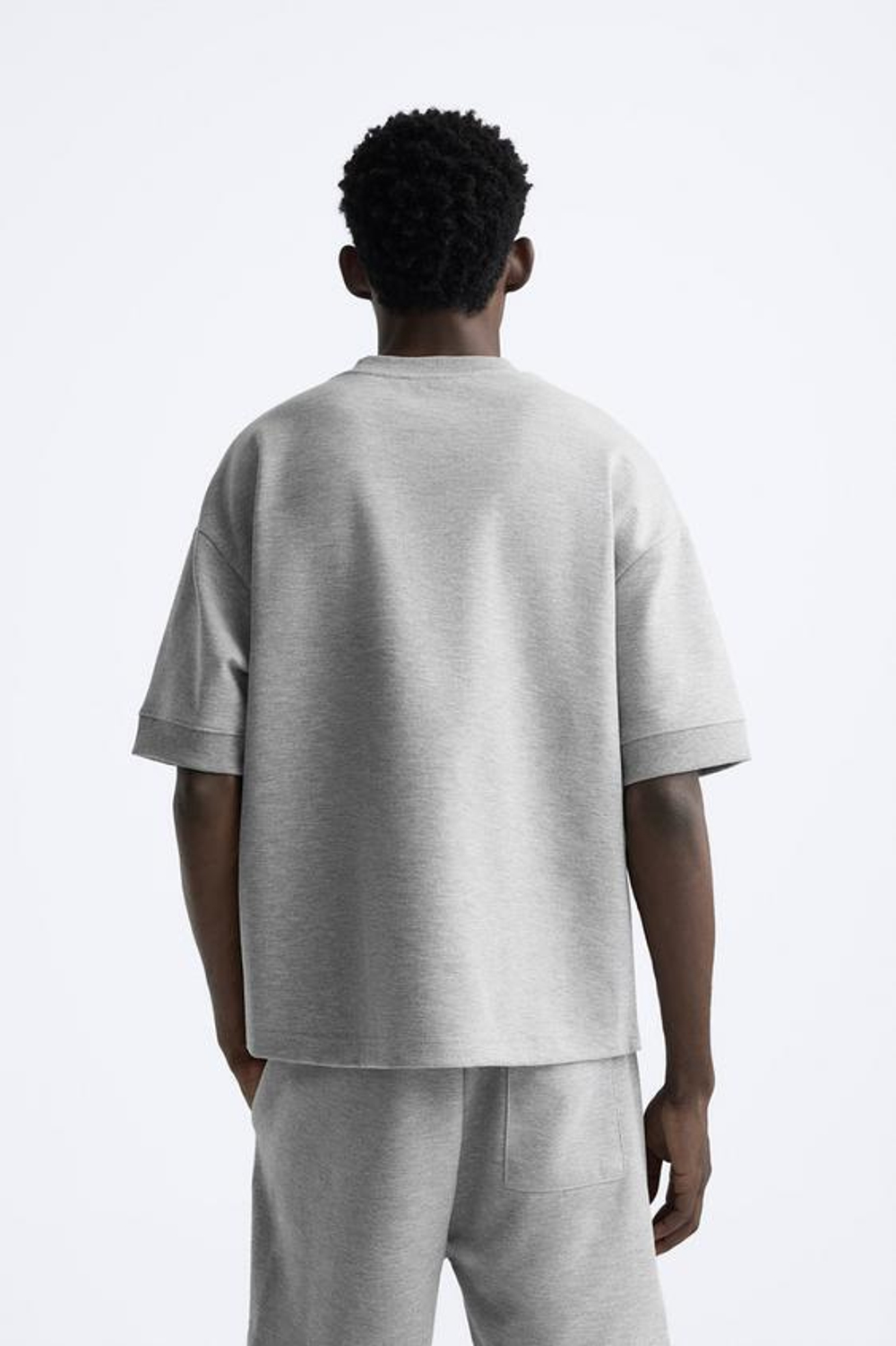 ZARA ТОЛСТОВКА ИЗ ПЛОТНОЙ ТКАНИ, СЕРЫЙ С МЕЛАНЖЕВЫМ ЭФФЕКТОМ