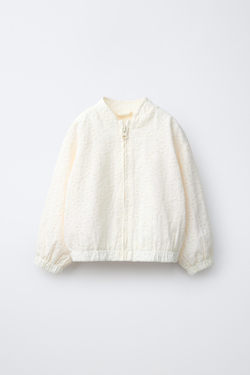 ZARA КУРТКА С ВЫШИВКОЙ ШИФФЛИ, ЭКРЮ