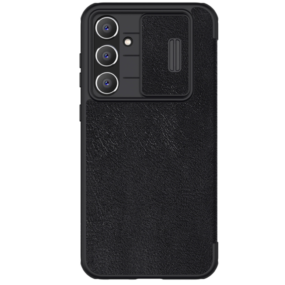 Кожаный чехол книжка от Nillkin для смартфона Samsung Galaxy S23 FE, серия Qin Pro Leather с защитной шторкой для камеры