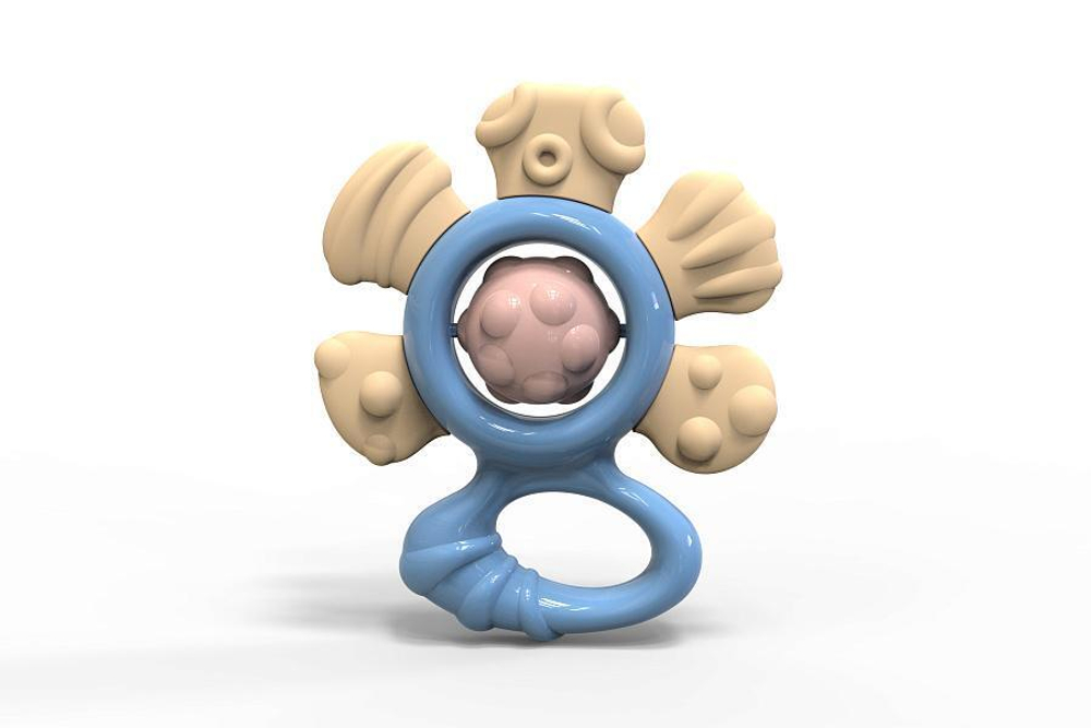 Погремушка "Цветочек" небесно-голубой Серия «Эстетика» блист. (Нордпласт)