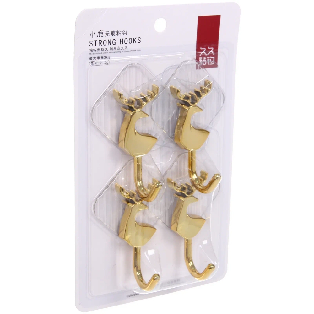 Крючки в наборе 4шт на липком слое «ЛАМИНГТОН», прозрачные, 23*14см/нагрузка 3кг