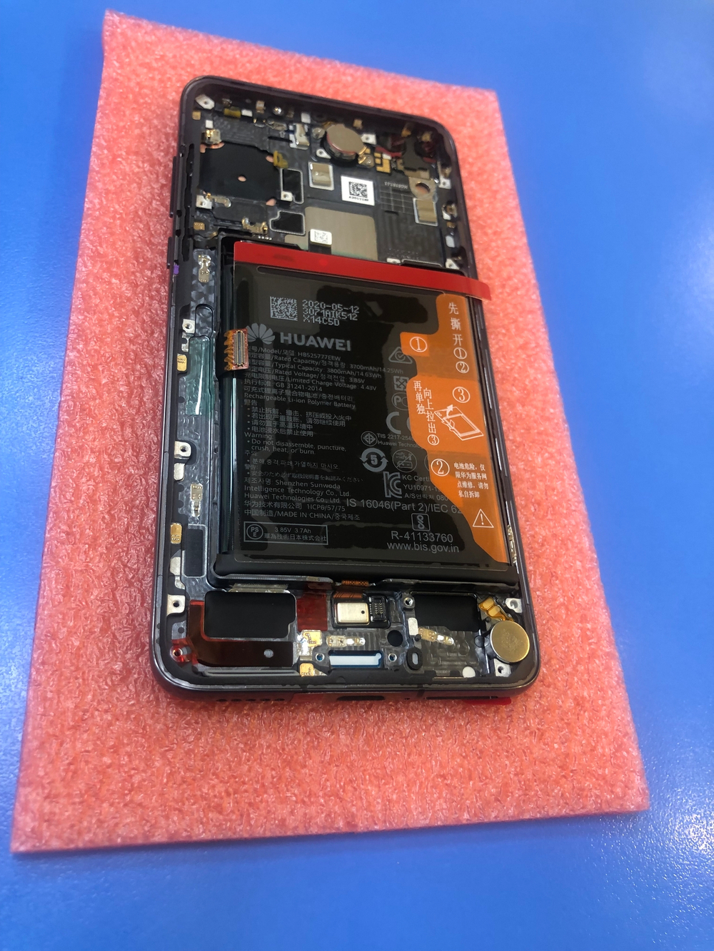 Huawei P40 Дисплей в сборе с рамкой и акб черный Оригинал Сервисный 02353MFA