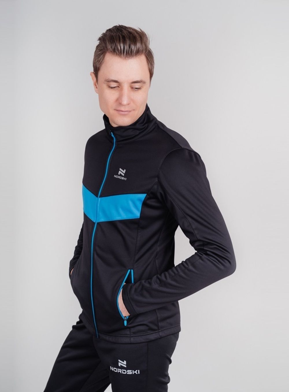 Утеплённая лыжная куртка Nordski Base черный-синий мужская