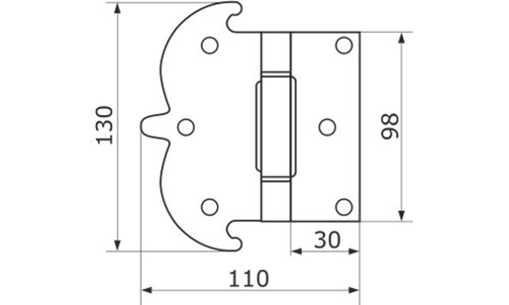 Петля фигурная Домарт 130*110 без покр.  /9391