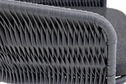 "Бордо" стул барный плетеный из роупа (колос), каркас из стали серый (RAL7022) муар, роуп серый 15мм, ткань темно-серая 027