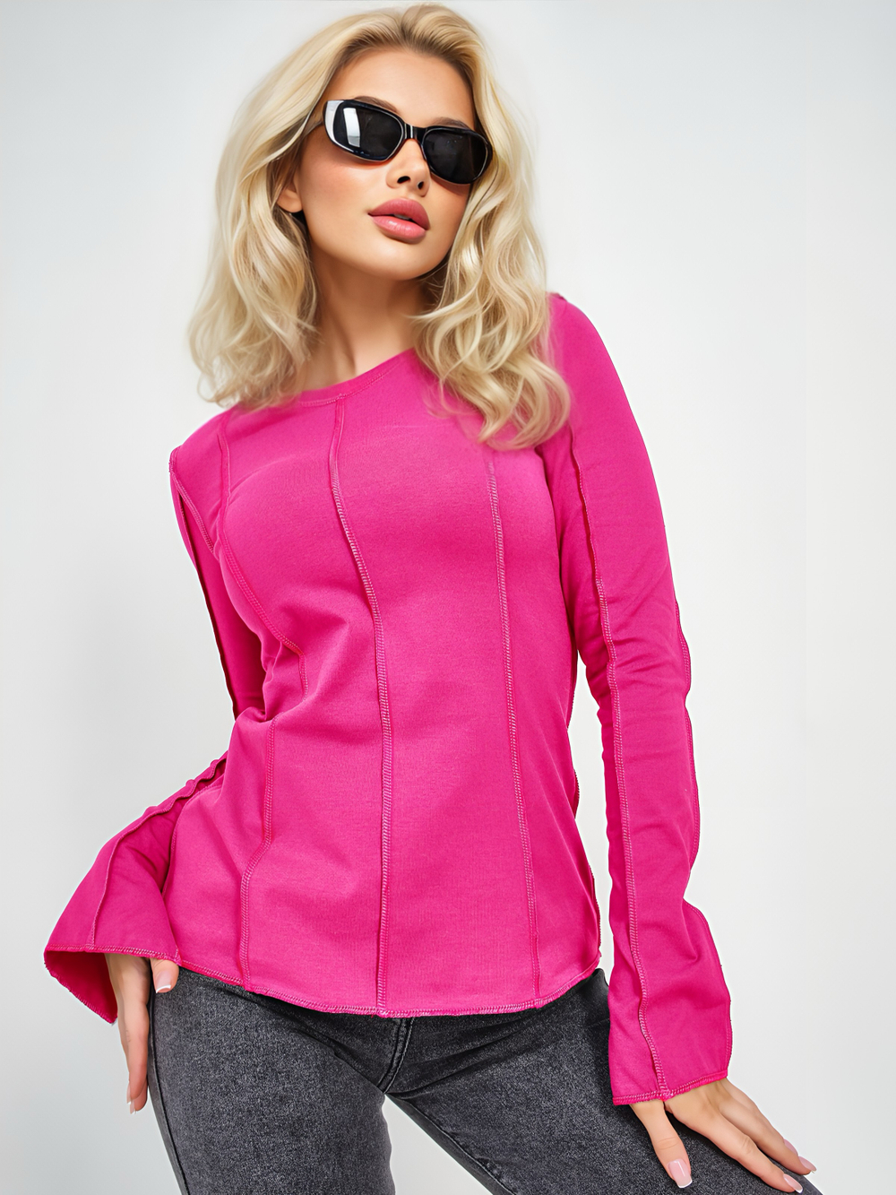 Лонгслив гранж со швами наружу